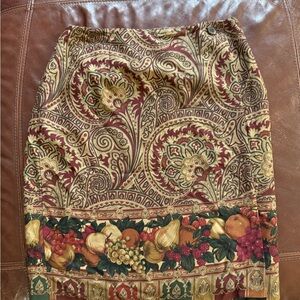 Brooks Brothers Vintage silk Paisley and Fruit Print gorgeous  Skirt
